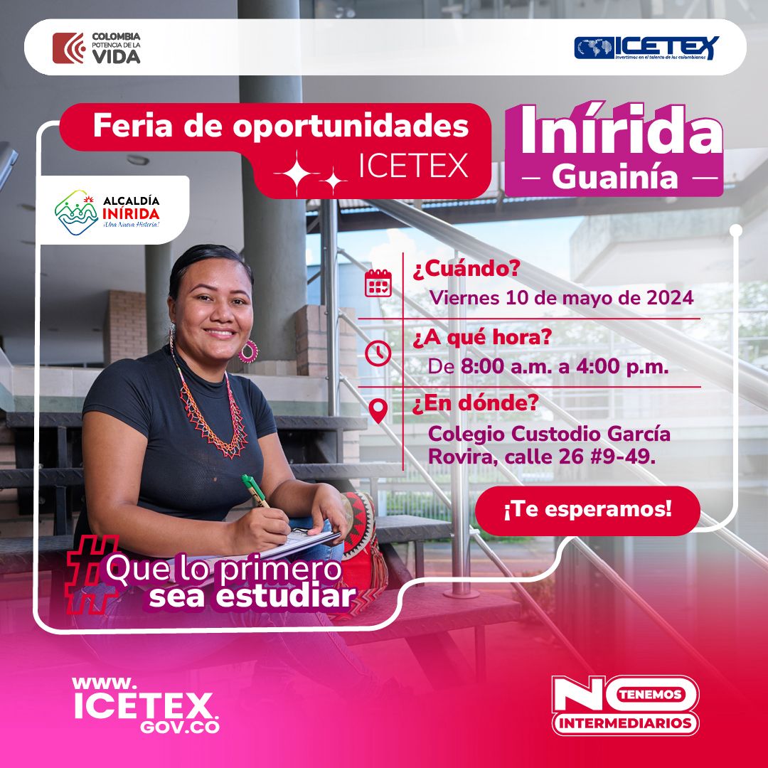 Imagen del ICETEX para la feria de oportunidades en Inírida