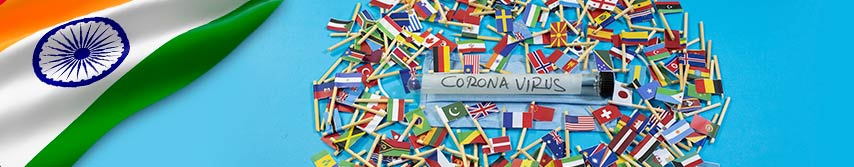foto de múltiples banderitas de todos los paises sobre un fondo azul