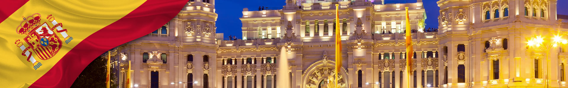 Bandera de España con Foto de palacio de Cibeles