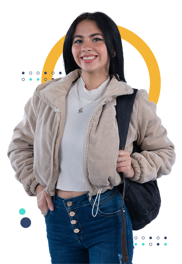 Imagen de estudiante mujer joven sonriendo