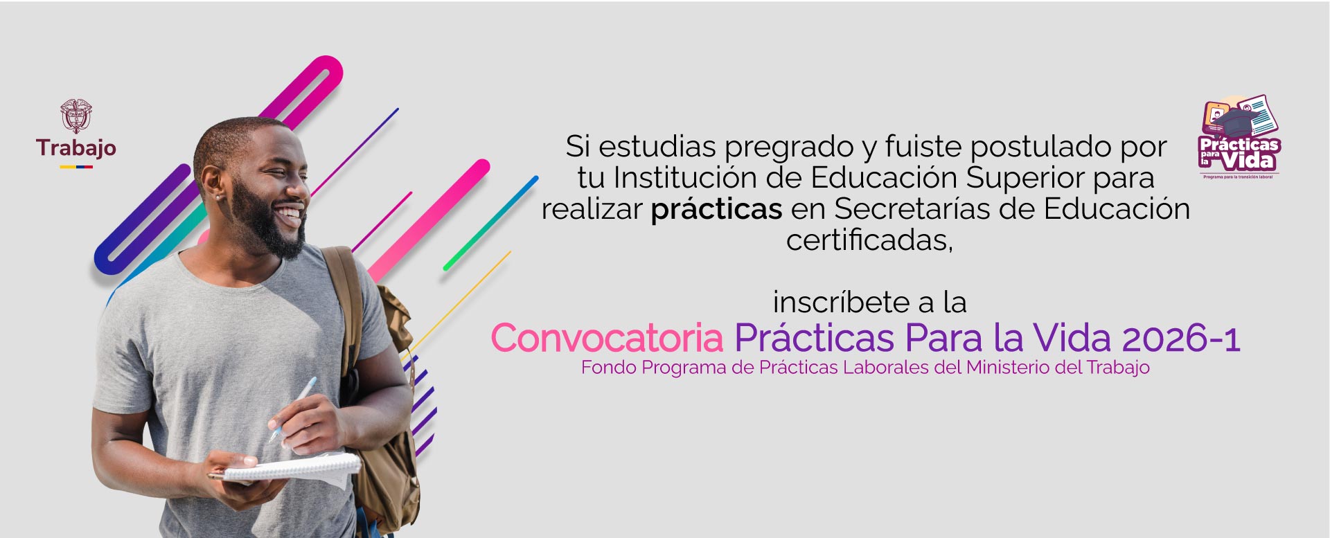 Banner Inscríbete en el Fondo Programa de Prácticas Laborales Ministerio del Trabajo – Estudiantes