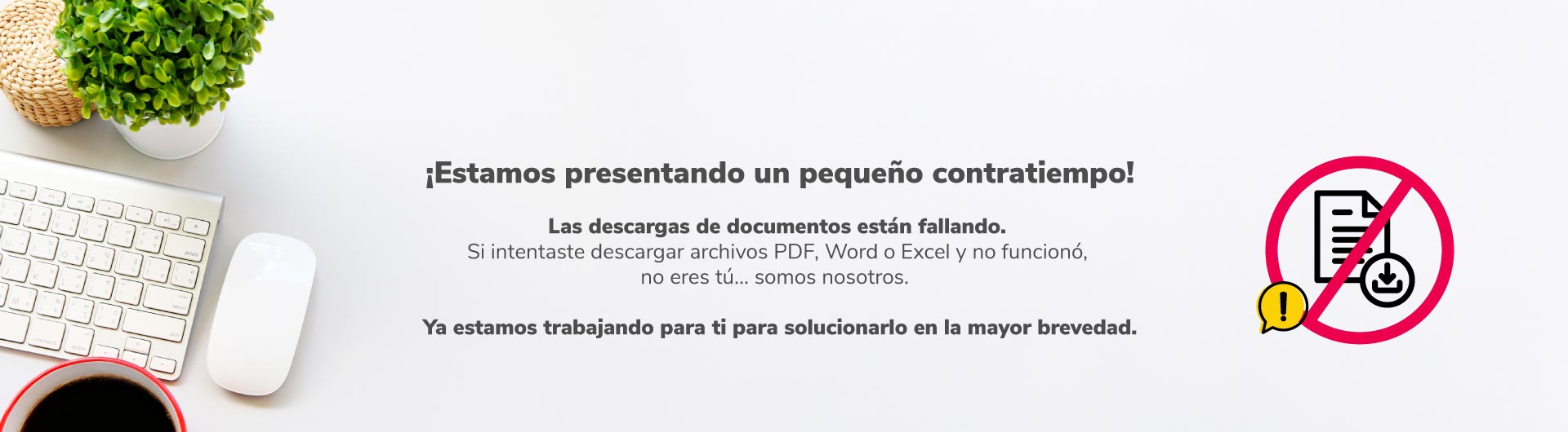Banner alerta falla en la descarga de documentos
