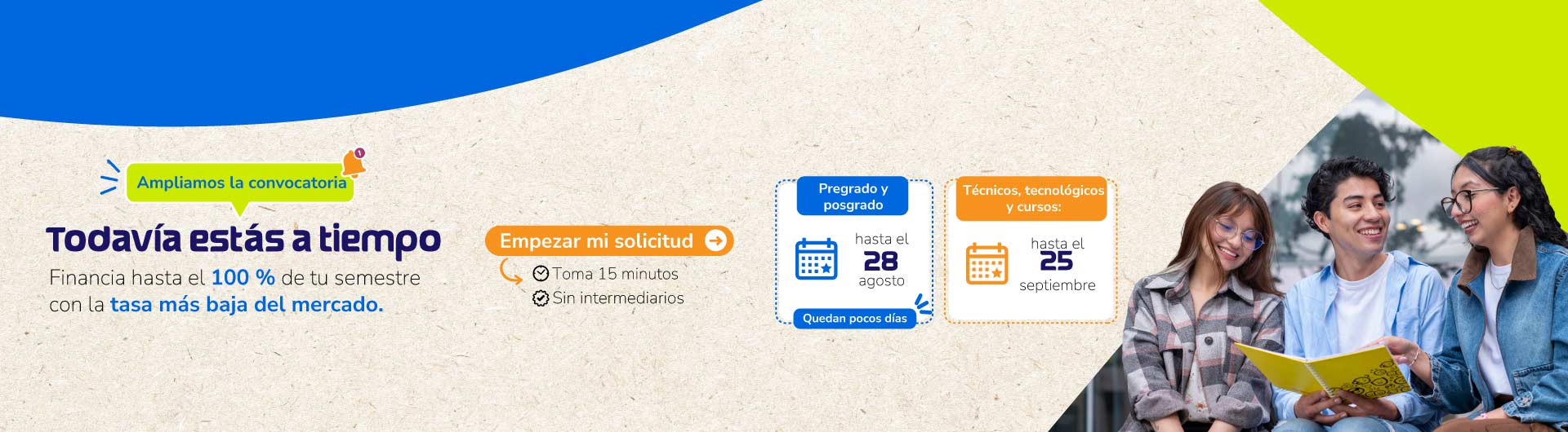 Banner ampliación convocatoria de créditos educativos 2026-2