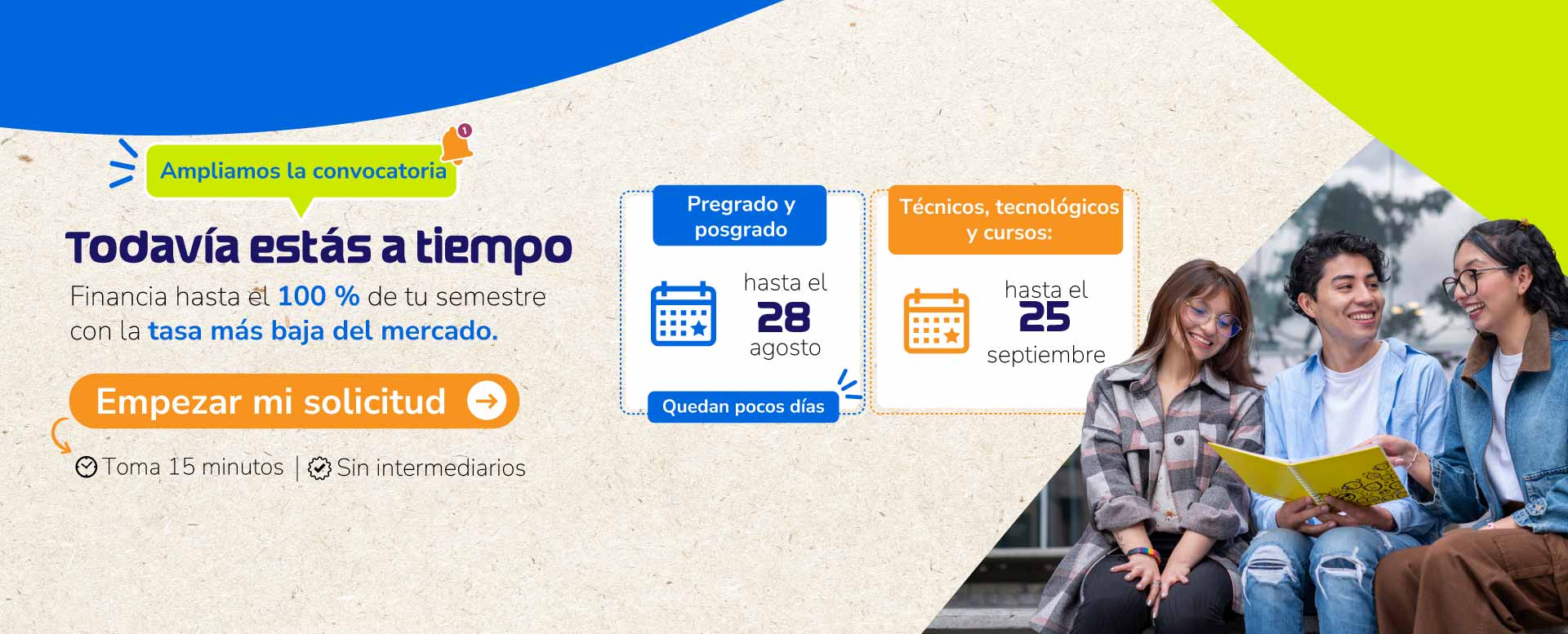 Banner ampliación convocatoria de créditos educativos 2026-2