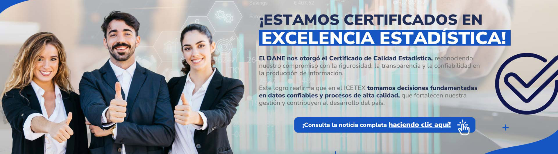 Banner sobre la certificación de excelencia estadística — enlace a la noticia