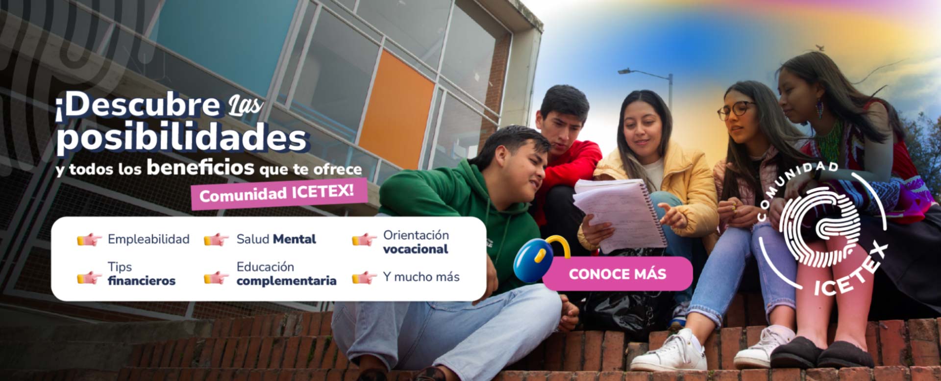 Banner de beneficios que ofrece Comunidad ICETEX