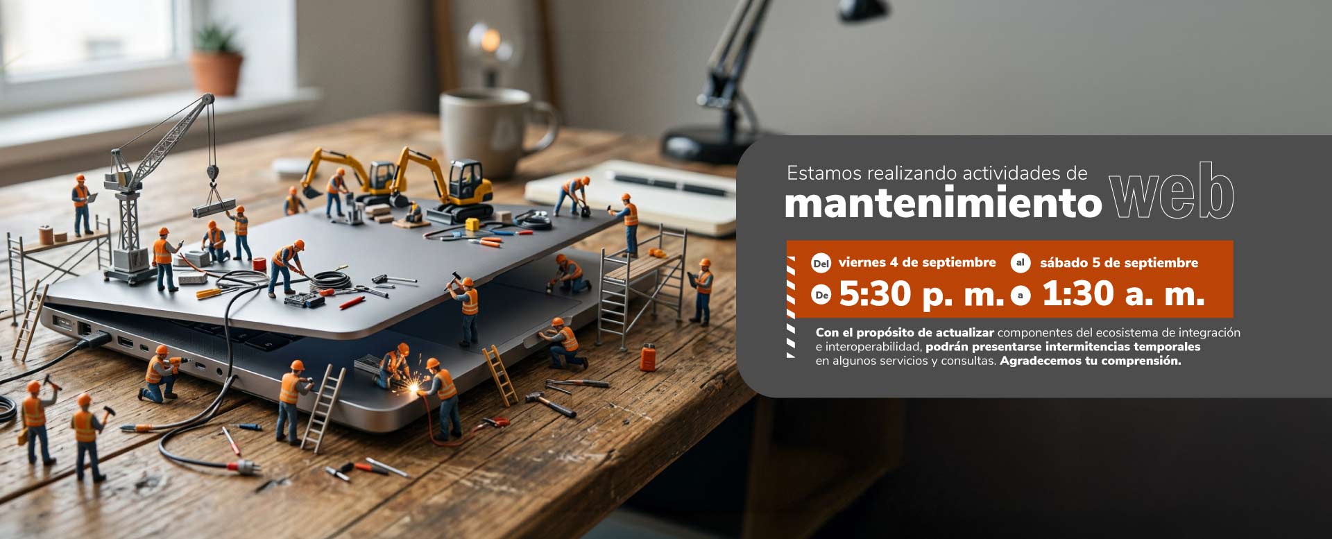 Mantenimiento web: Desde el 4 de septiembre a las 5:30 p. m. hasta el 5 de septiembre a la 1:30 a. m.