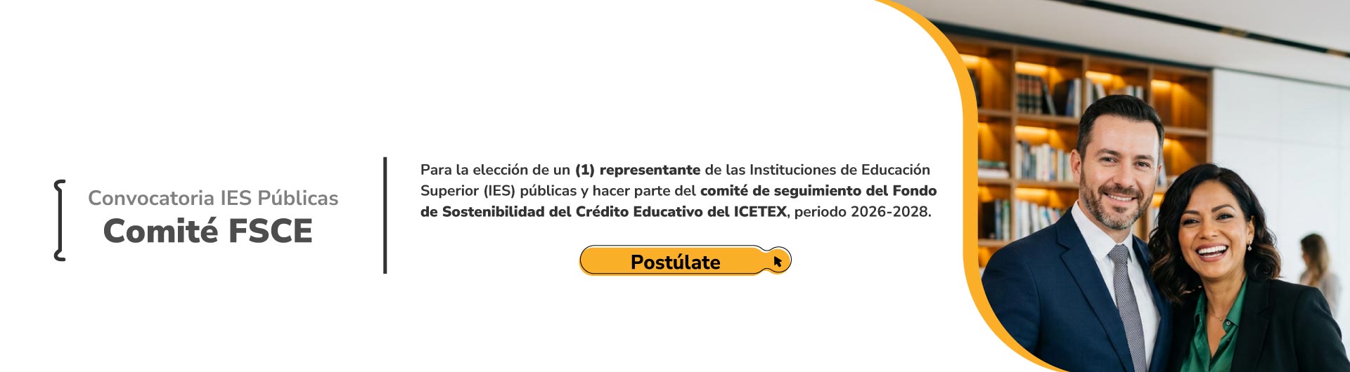 Banner Convocatoria IES Públicas, Comité FSCE. Para la elección de un (1) representante de las IES públicas 2026 - 2028