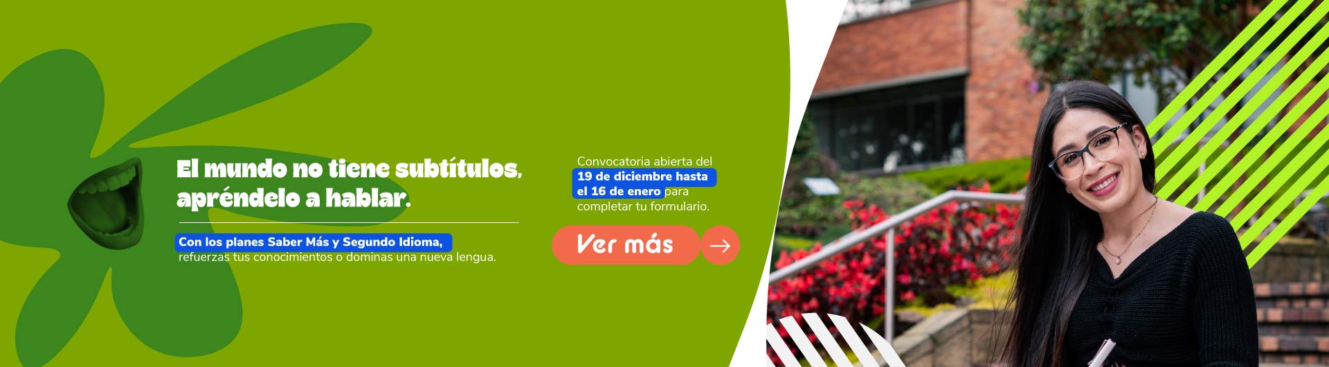 Banner plan segundo idioma y saber más convocatoria 2026-1 hasta el 16 de enero de 2026