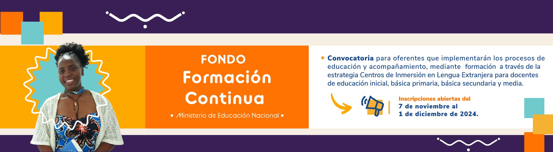 banner fondo formación continua, inscripciones desde el 7 de noviembre al 1 de diciembre de 2024