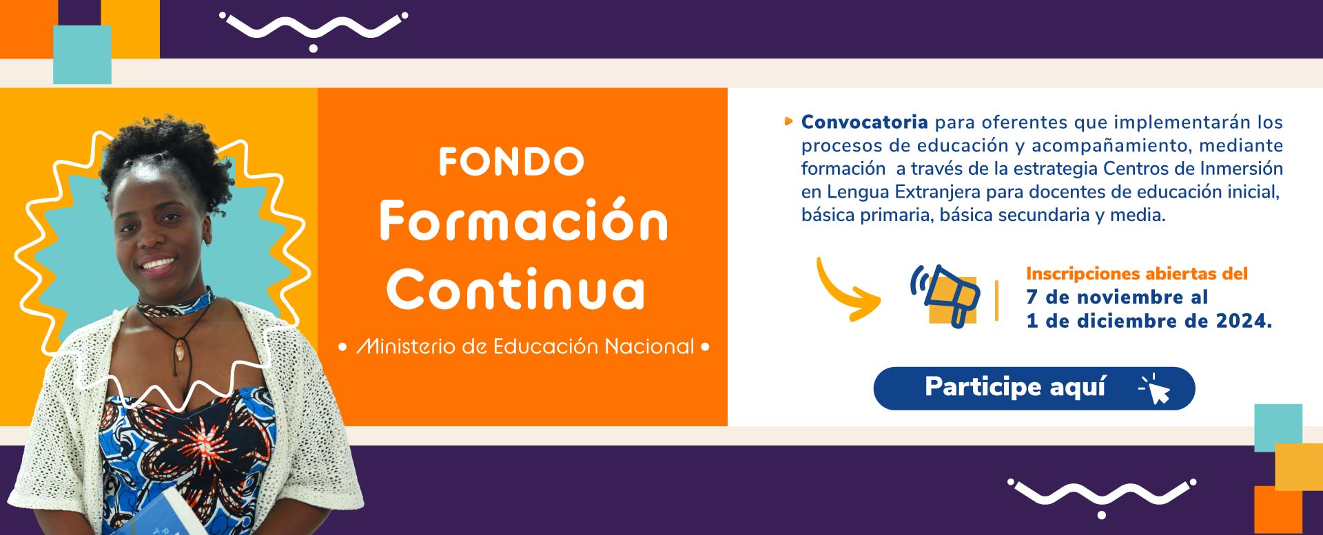 banner fondo formación continua, inscripciones desde el 7 de noviembre al 1 de diciembre de 2024