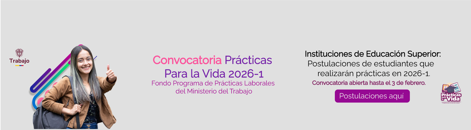 Banner Fondo Programa de Prácticas Laborales del Ministerio del Trabajo - IES