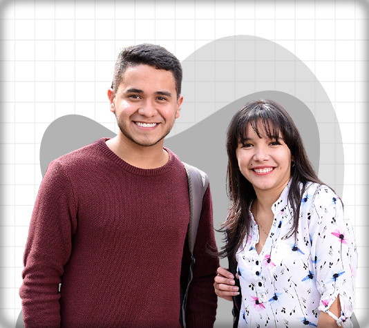Pareja de jóvenes universitarios, hombre y mujer