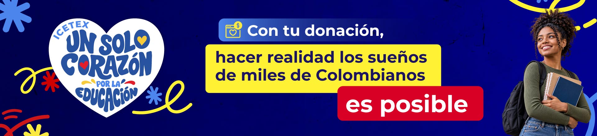 Display horizontal Un Solo Corazón por la Educación