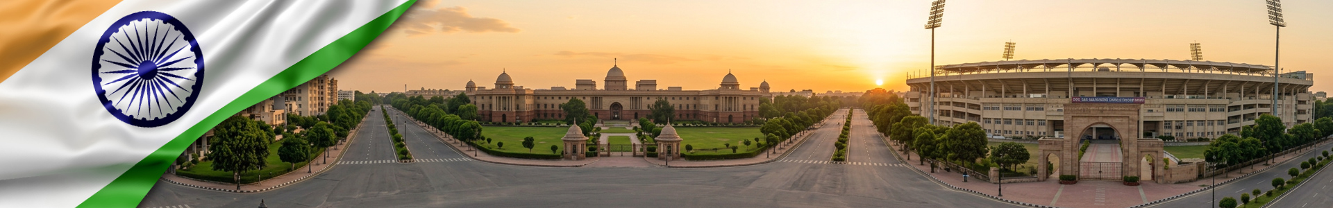 Bandera de India con panorámica de Mohali, centro administrativo del distrito de Sahibzada Ajit Singh Nagar, en el estado de Punyab.
