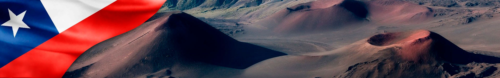 Bandera de Chile con foto de volcanes