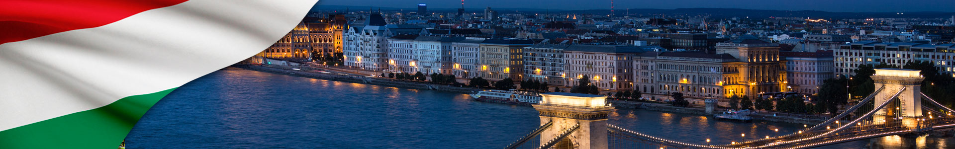 Bandera de Hungría con Horizonte de Budapest