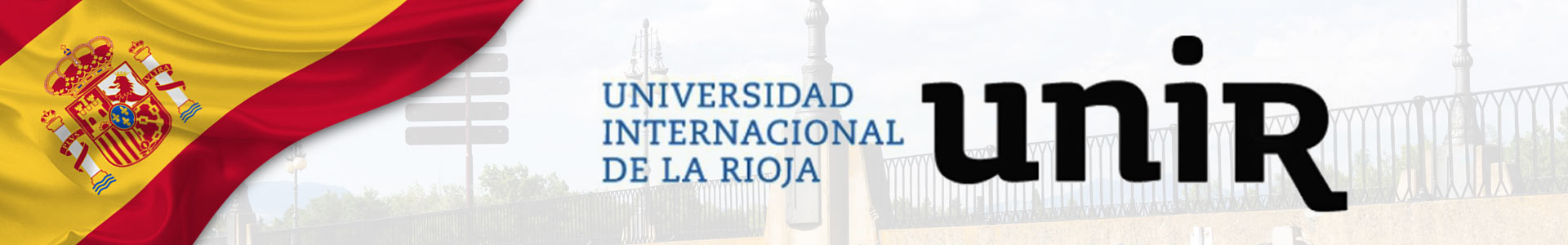 Bandera de España con logo de Universidad Internacional de la Rioja