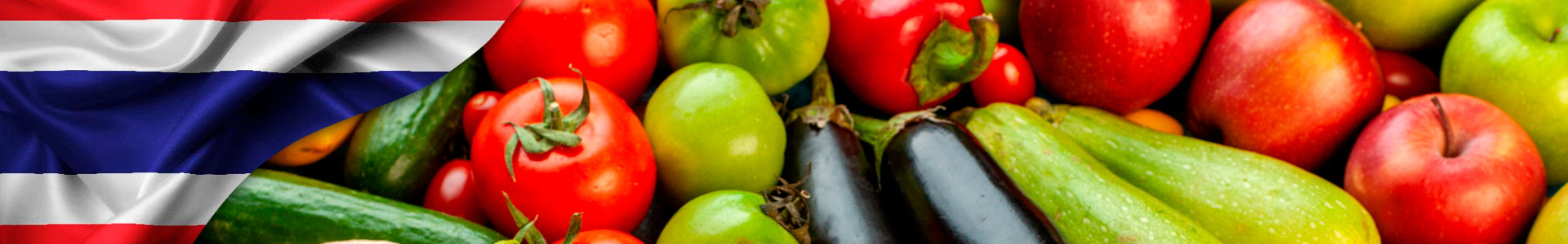 Bandera de Tailandia con foto de frutas y vegetales