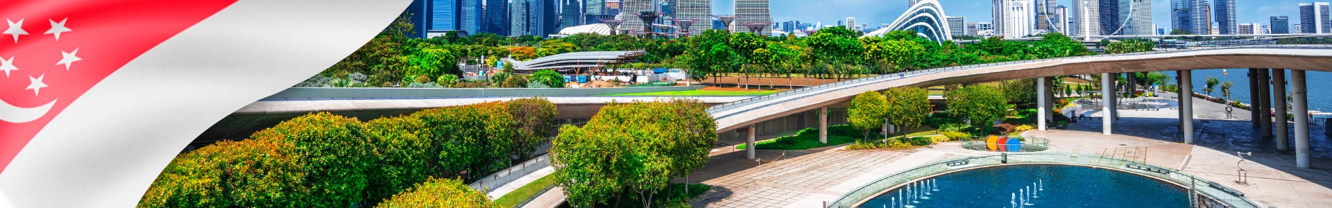 Vista del paisaje urbano de Singapur desde el parque de Marina de Singapur