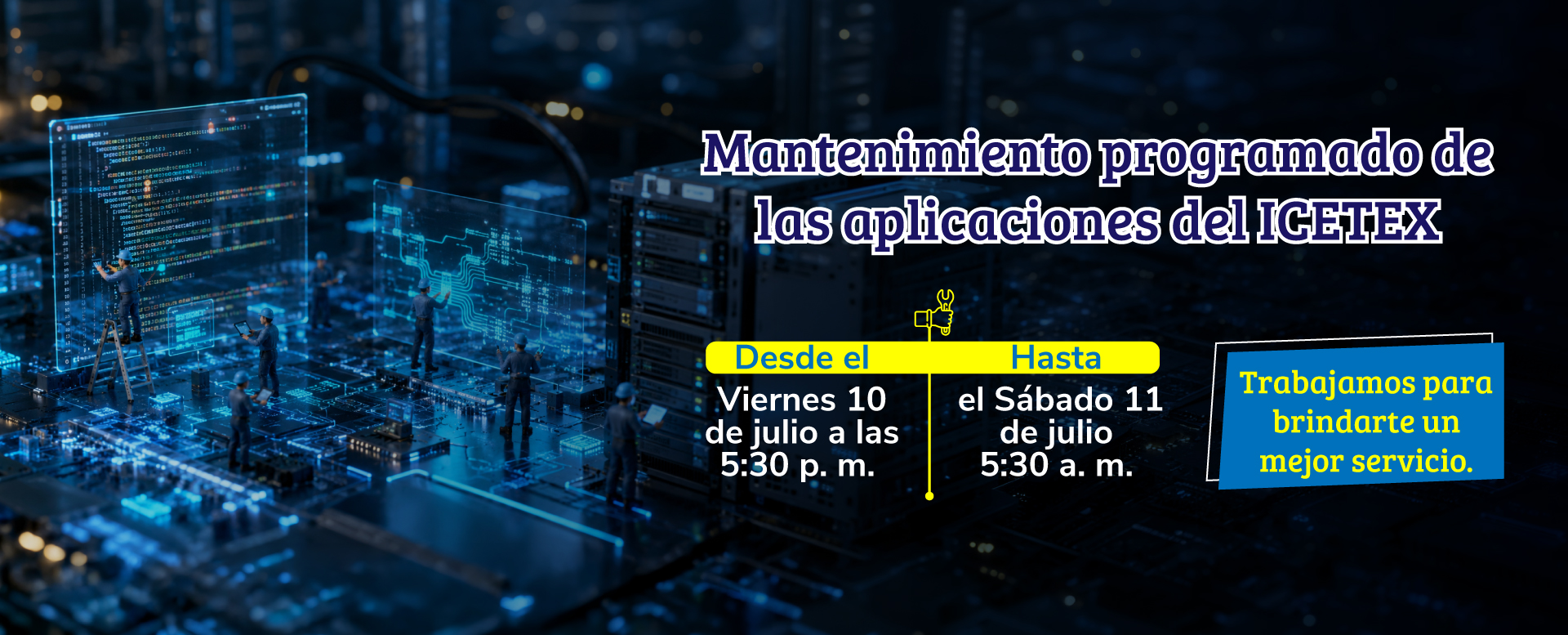 Banner mantenimiento temporal de las bases de datos