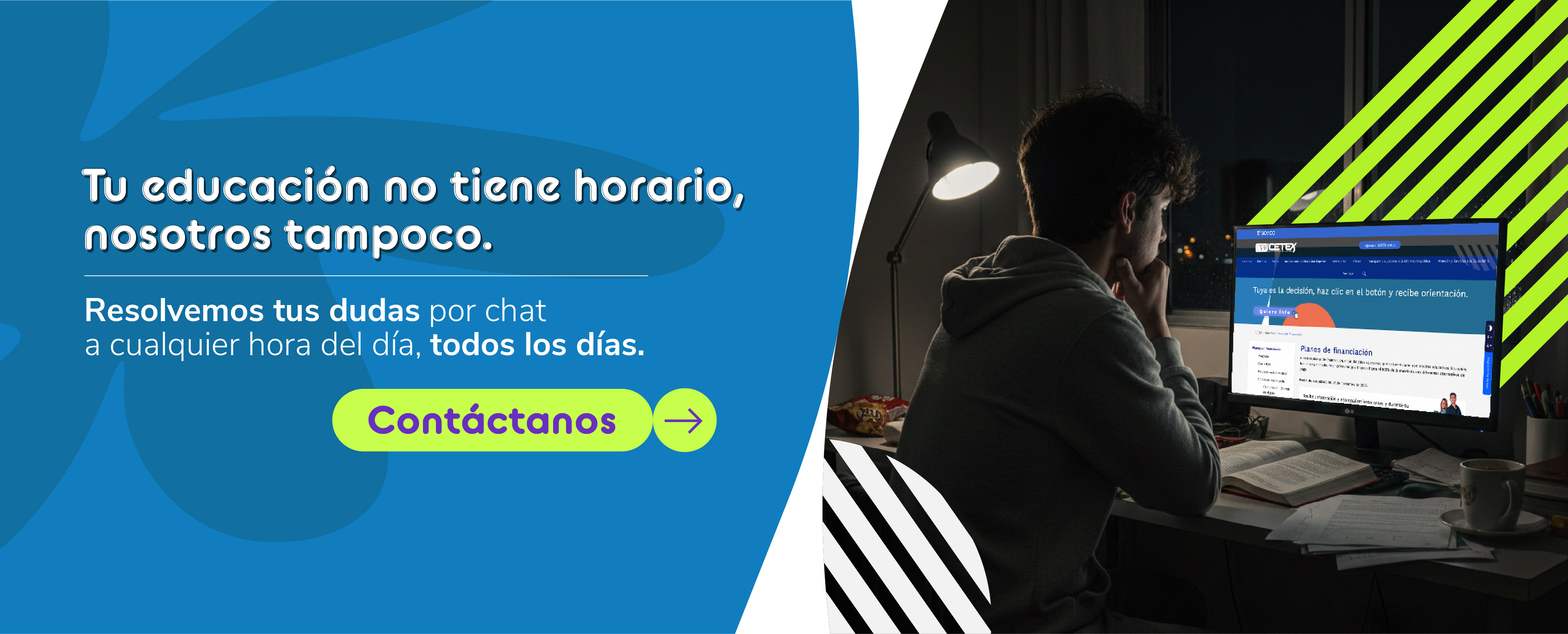 Banner contáctanos a cualquier hora del día ICETEX